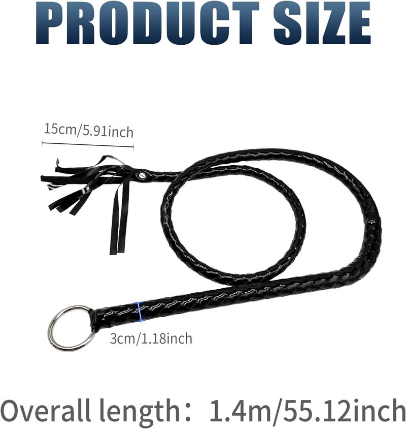 Stankey Up Faux Leather Black Whip Costume Whip Handmade Bullwhip, Whips for Stage Performance Racing Cosplay Costume Accessories,Whip Costume Accessory Horse Riding Crops Equestrianism - Image 2